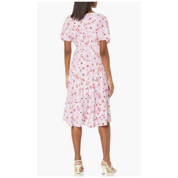 Anne Klein Short Flutter Sleeve Sash Dress Size Small - Picture 2 of 6